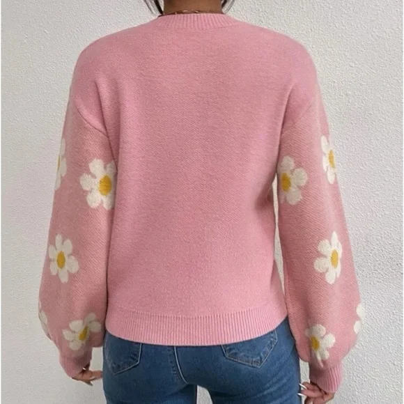 New Daisy pink floral pattern sweater - Picture 6 of 7